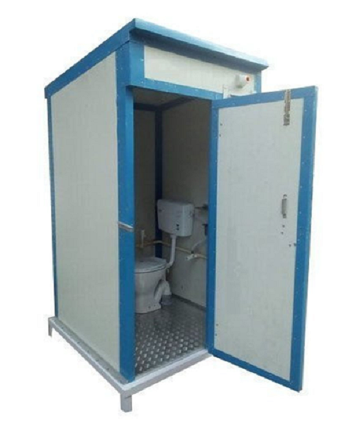 Labard Mild Steel 8 ft Portable Toilet Cabin White_0